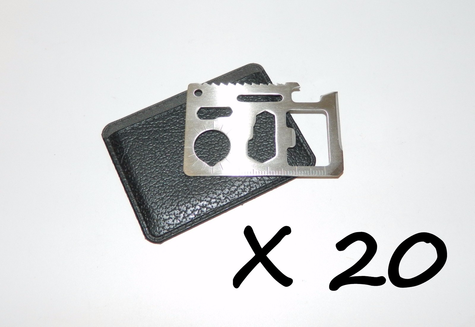 20 X Outdoor Emergency Survival Compact Strong Thin Multi Tool Card With Case