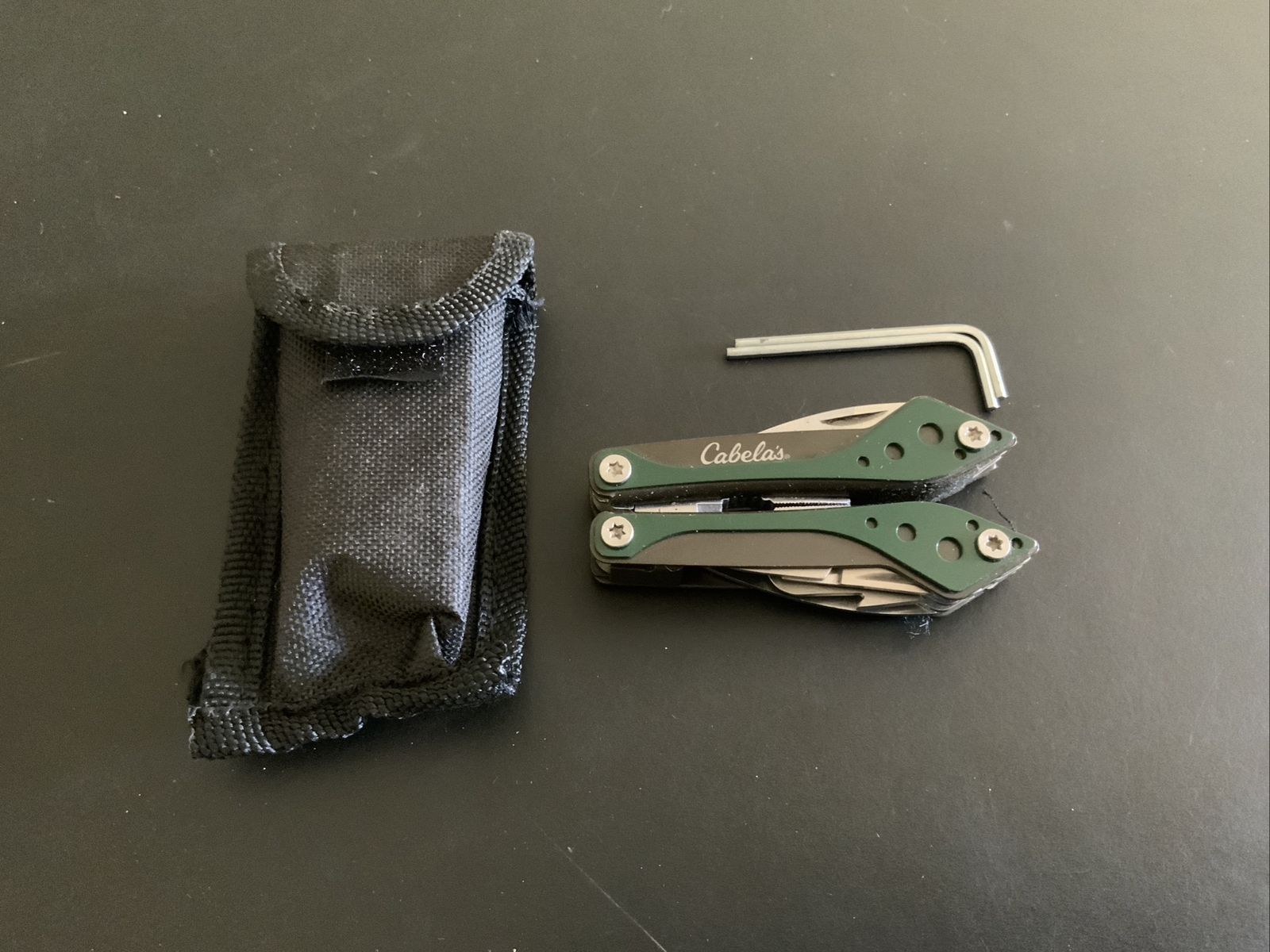 Cabelas Multi Tool with Sheath Green Black Very Clean