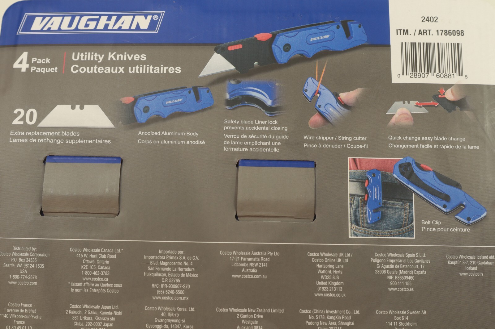 2 packs of 4 Vaughan Utility Knives