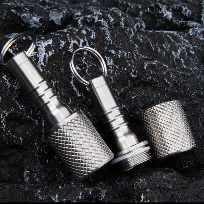 Titanium Keychain Waterproof Box Sealed Container Portable Outdoor Pendant EDC