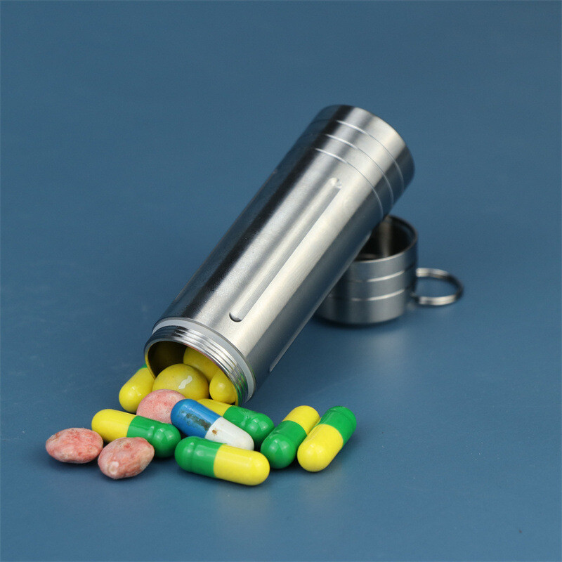 EDC Titanium Alloy Waterproof Case Portable Pill Medicine Capsule Storage Box