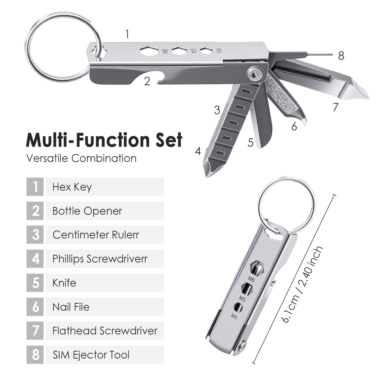 TENOC 7-in-1 Multi-Tool Keychain, Portable Stainless Steel Pocket Gadget with…