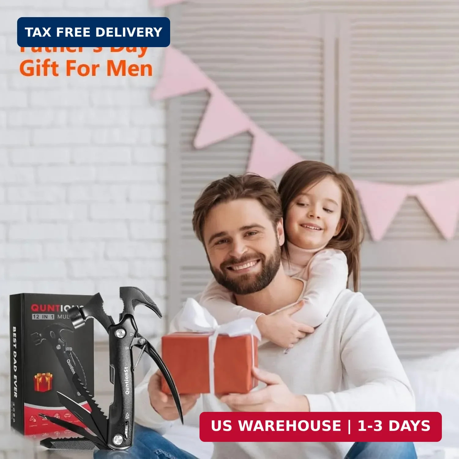 Birthday Gifts for Men,12-in-1 Hammer Multitool,Christmas Stocking Stuffers for