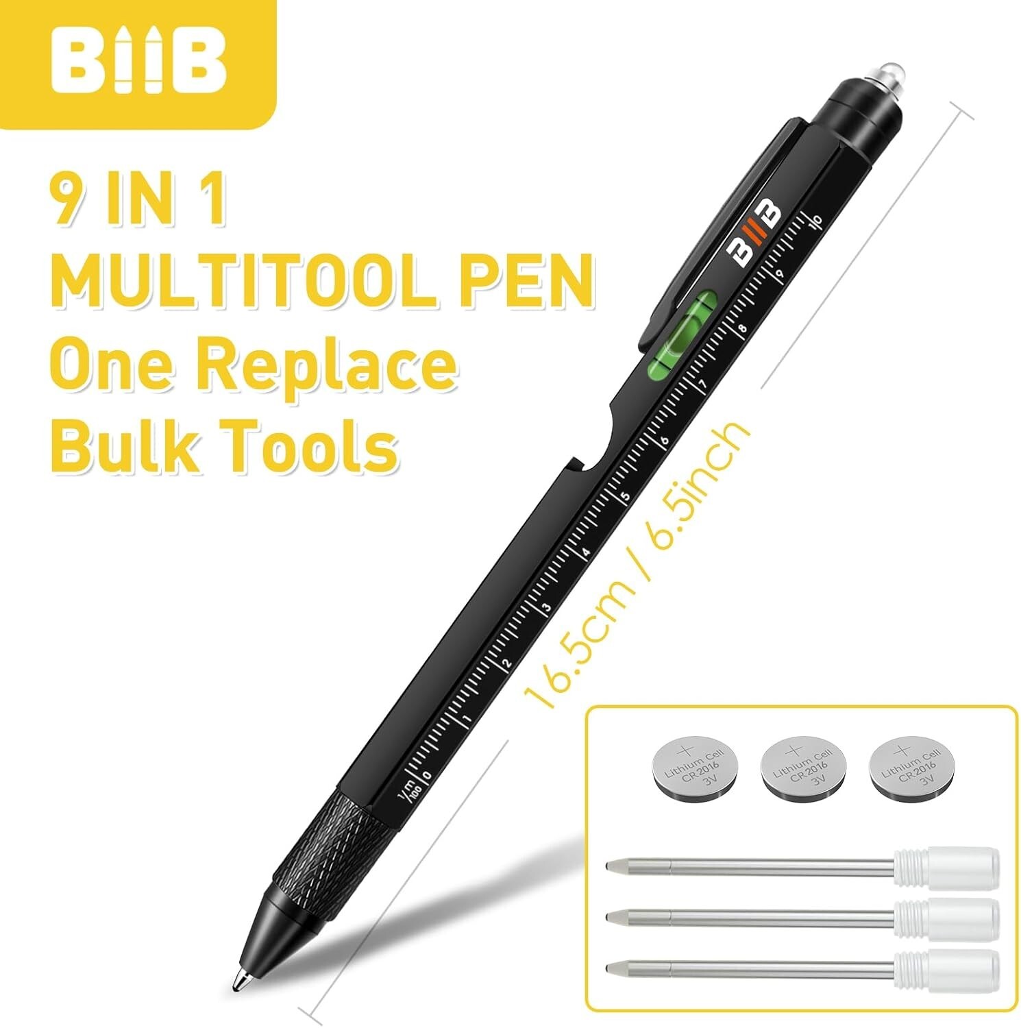 Compact 9-in-1 Multitool Pen: Essential Gadget Gift for Men – Includes Extras