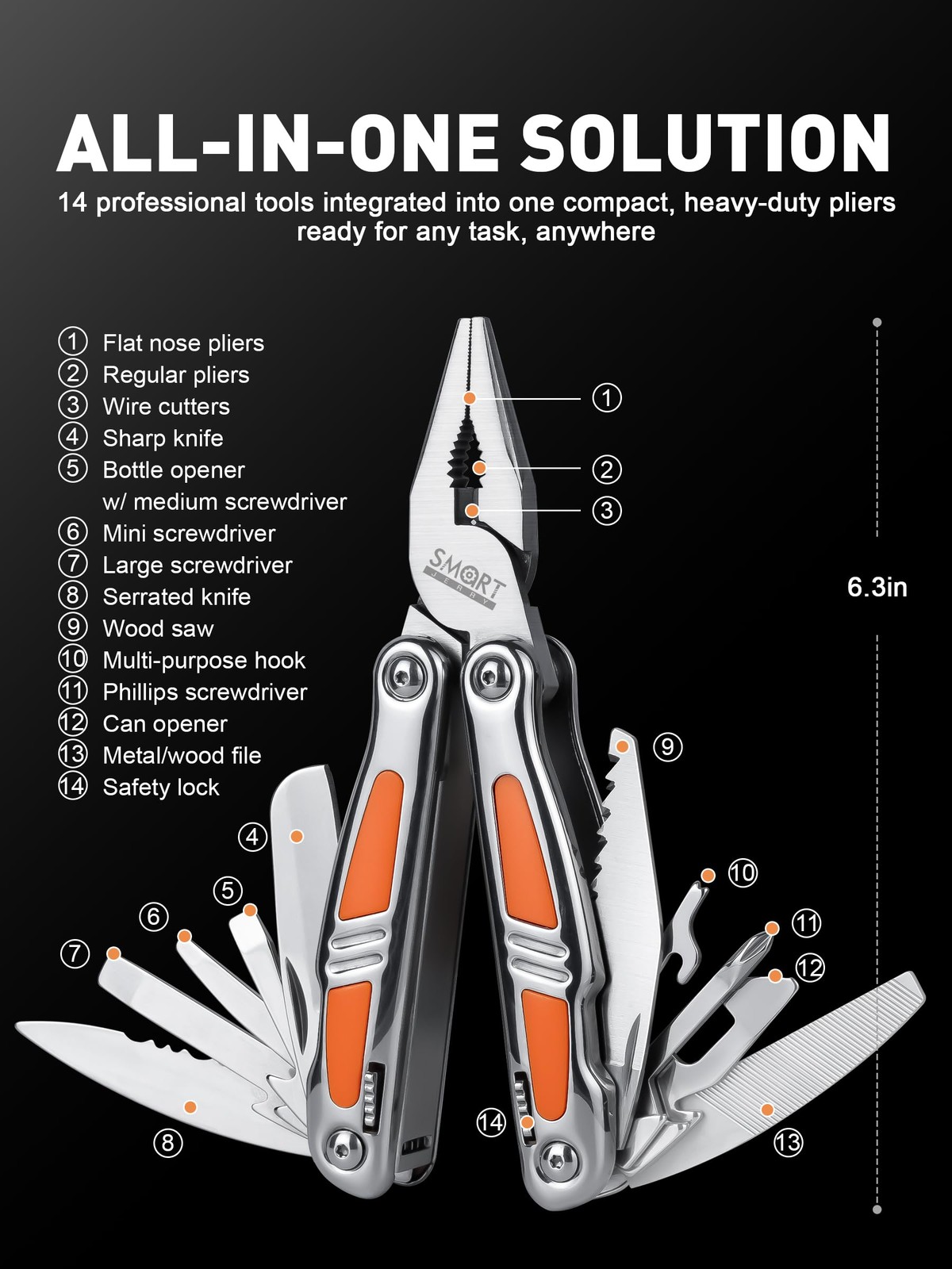 14-in-1 Multitool Pliers with Gift Box & Sheath | Premium Self-Locking Foldab…