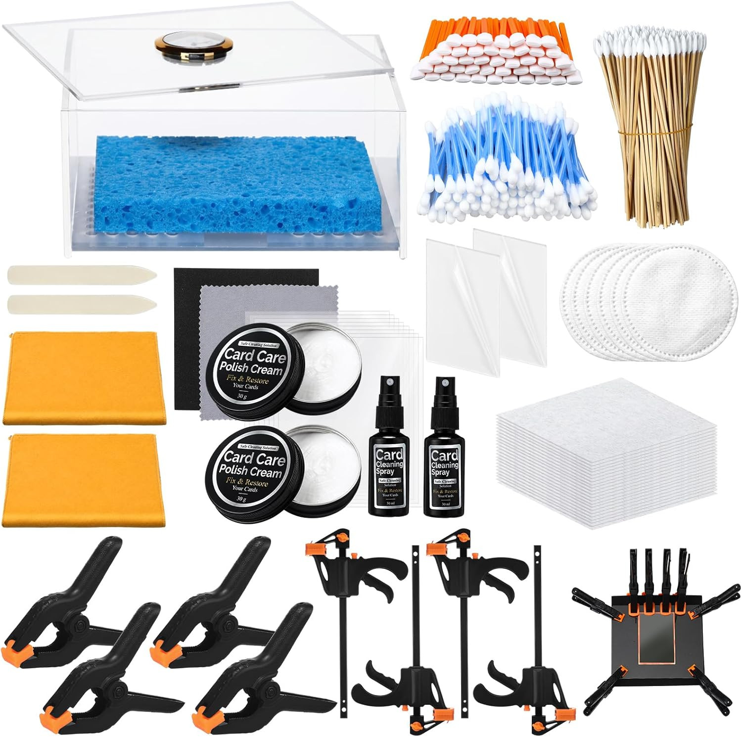 642 Pcs Card Flattening Tool Kit Trading Card Cleaning Care Tool Repair Accessor