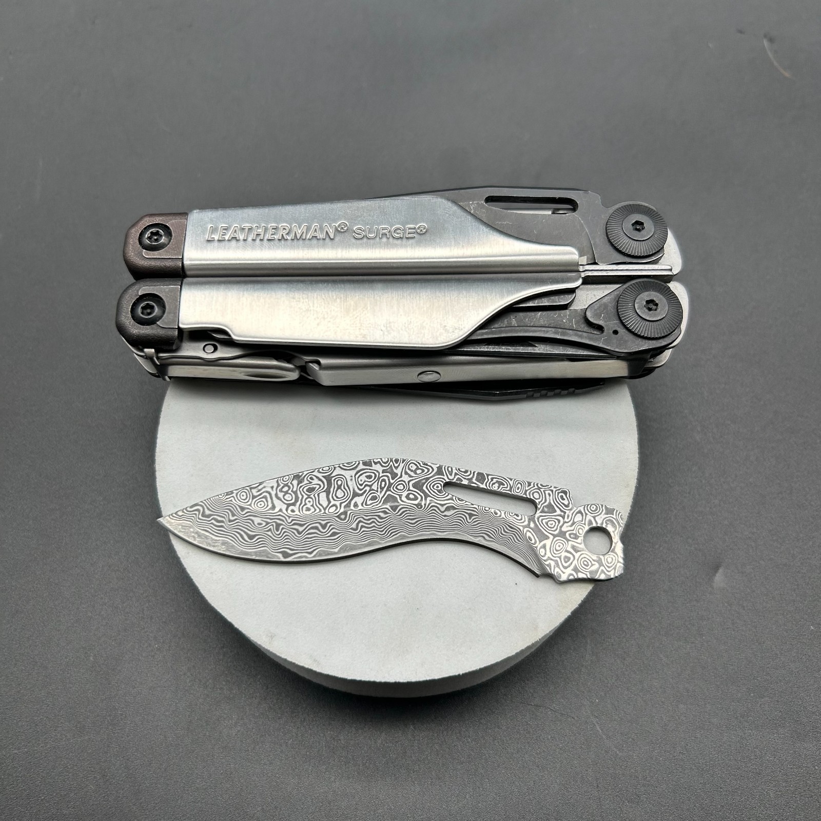 VG10 Damascus Clip-Point Blades for Leatherman SURGE – MAIN KNIFE UPGRADE Kukri