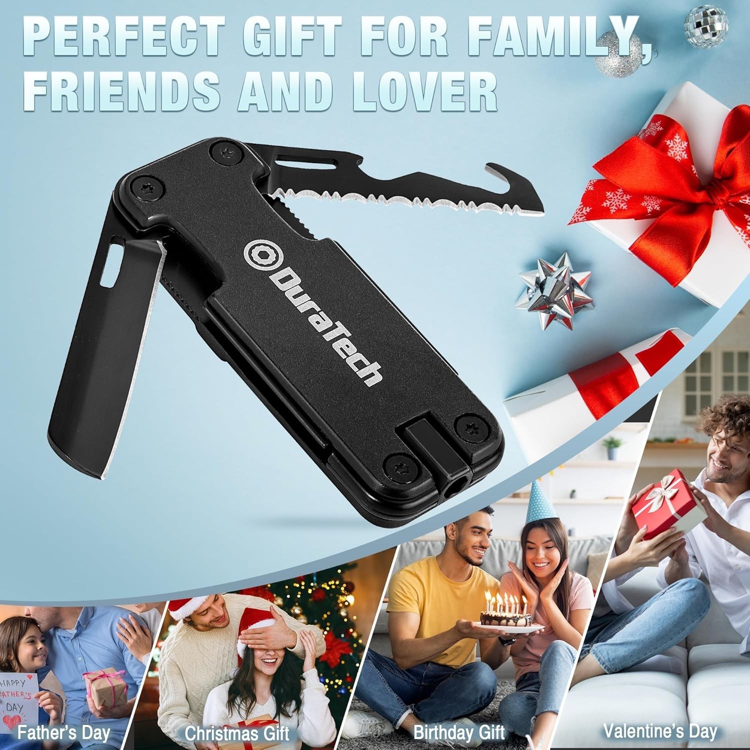 Compact 16 in 1 Multitool Knife with Bottle Opener and Rope Cutter for Outdoors