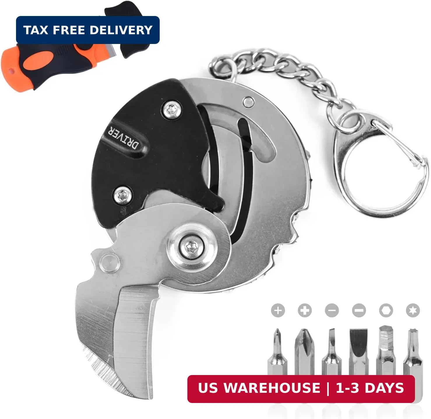 7-in-1 mini outdoor folding multifunctional tool – Small EDC Multitool with Scre