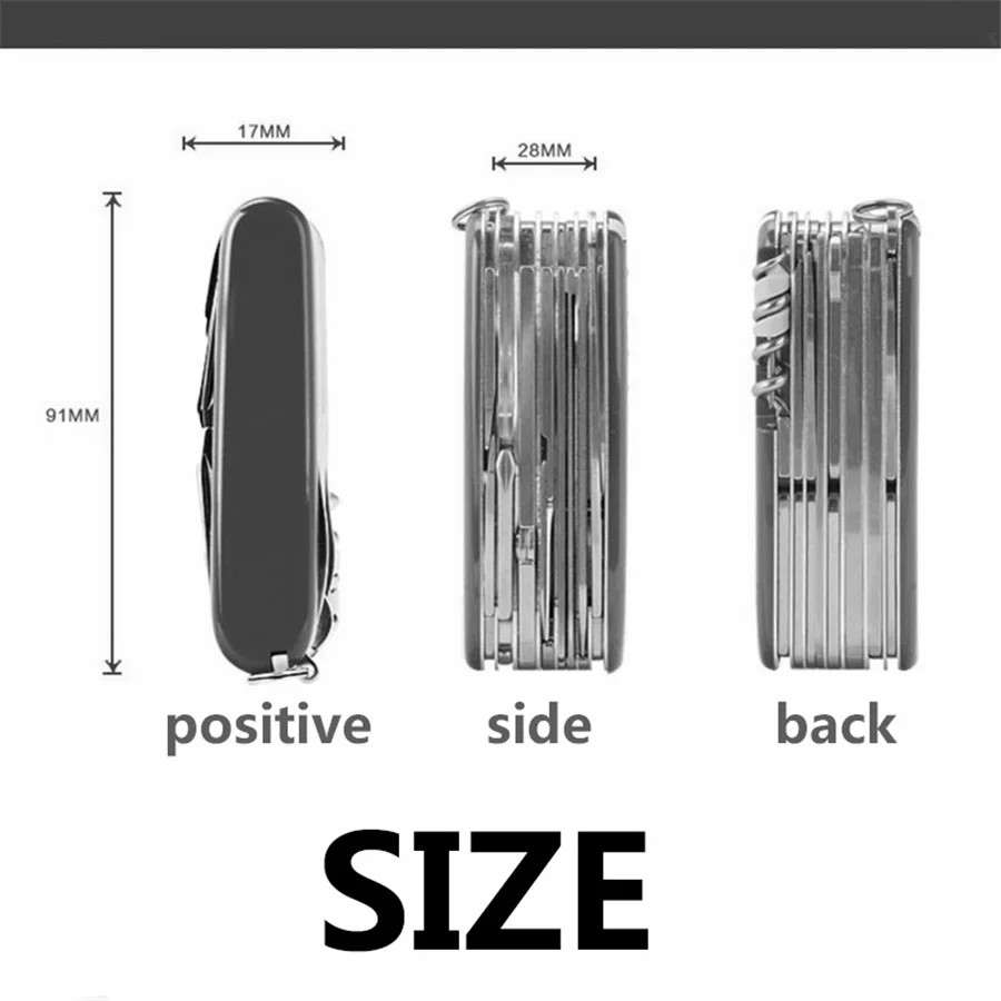 BEST QUALITY 17 in 1 Swiss / Navy Style Pocket Knife Multi Tool , Black, Brown