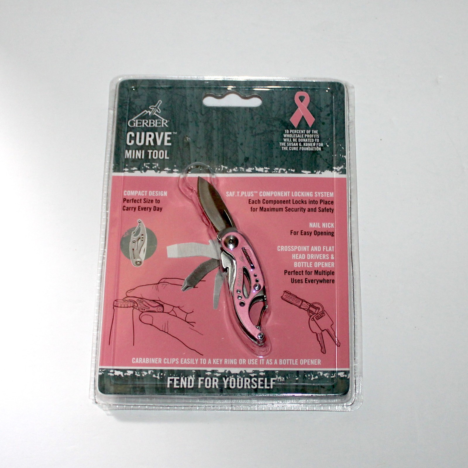 Gerber Curve Mini Tool Pink 6-in-1 pocket knife Keychain NEW Sealed