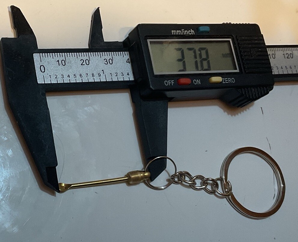 Figural Mini Brass Storage with Screw Out Tiny Spoon Keychain Stealth READ*