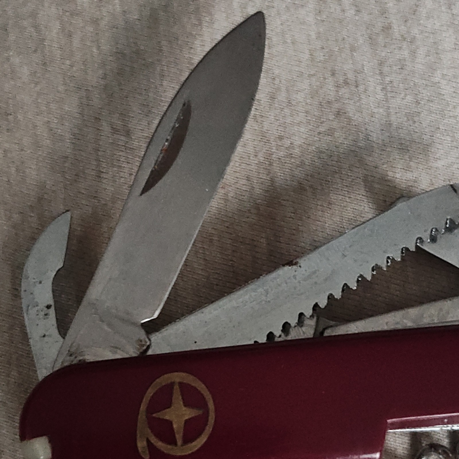 Red Multi-Tool Pocket Knife, Stainless Steel, 5+ Tools, Straight & Serrated