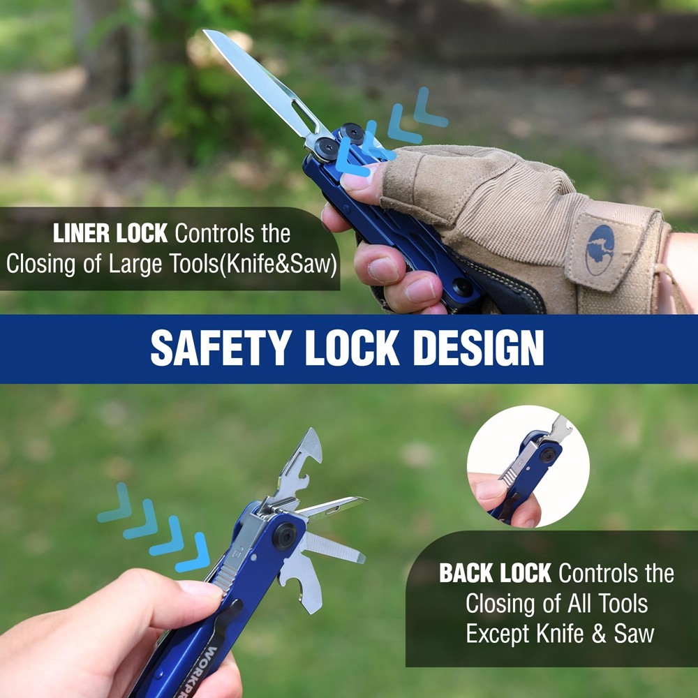 WORKPRO 24-in-1 Multitool Pliers Folding Pocket Tool with Sheath Stainless Steel