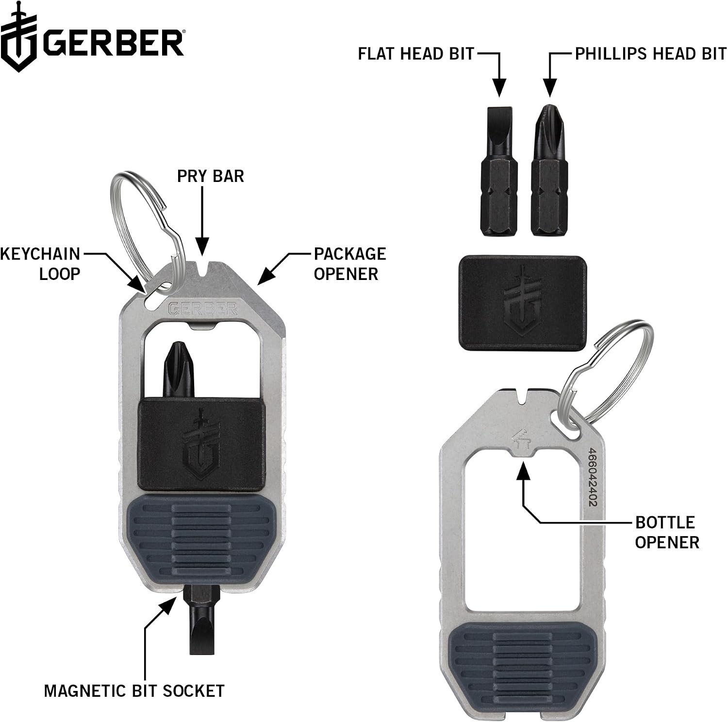 Gear Driver Keychain 5-in-1 Multitool, Clips to Pocket or Keychain with Pry Bar,