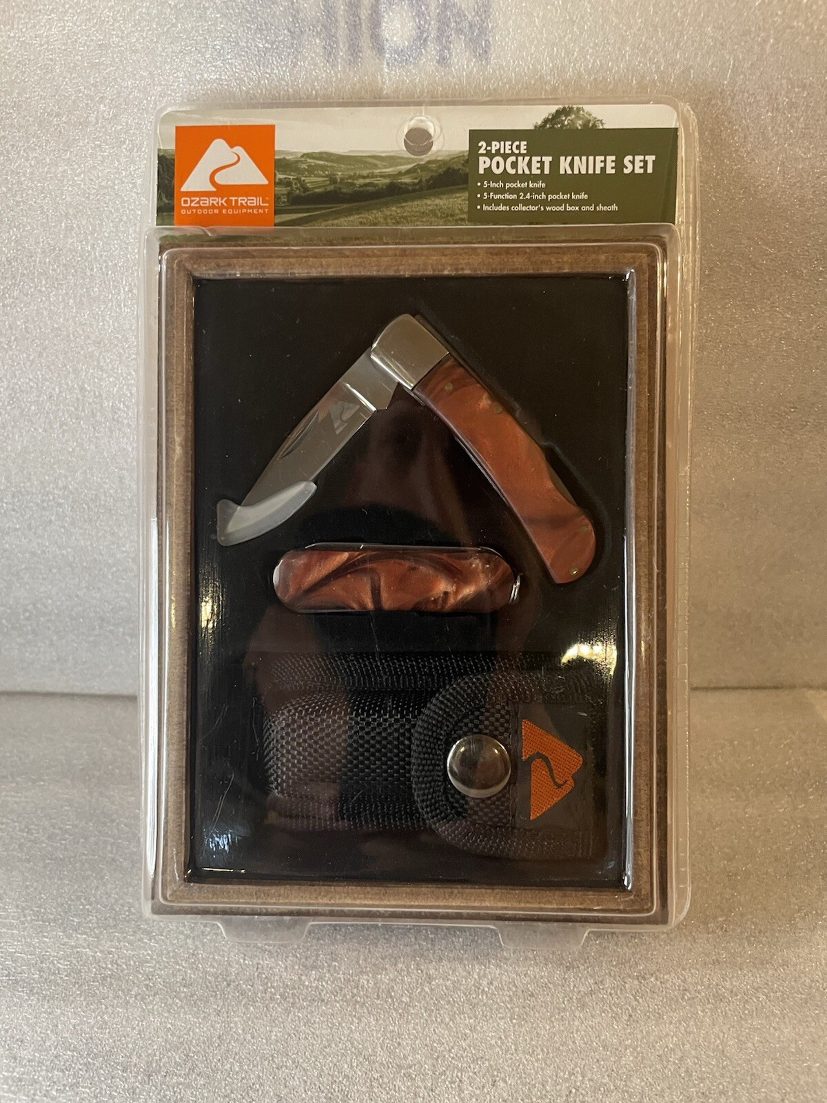 Ozark Trail Camping Hiking 2pc Pocket Knife Set 5 in 1 Multifunction Tool Kit