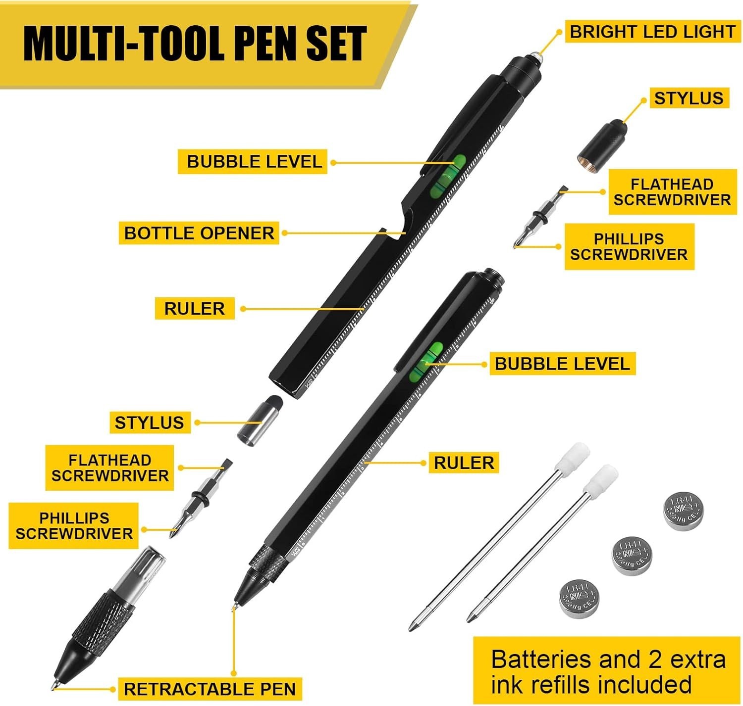 All-in-One Tactical Pen Set with LED & Screwdriver – Unique Gifts for Him