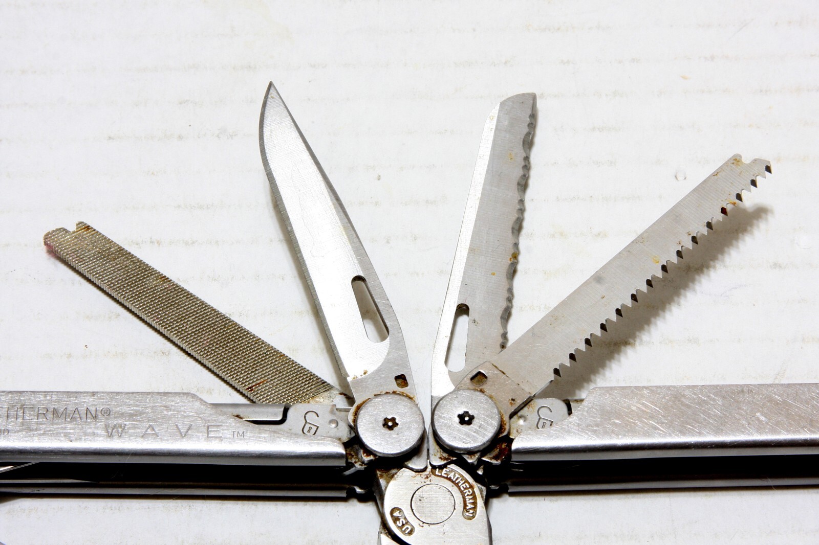 Leatherman Wave USA Multi-Tool Pat Pend Knife Needle Nose Pliers W/Sheath Vtg.