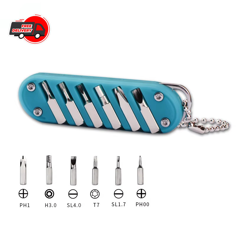 1pc Multifunctional Folding Knife Keychain Tool with Screwdriver Stainless Steel