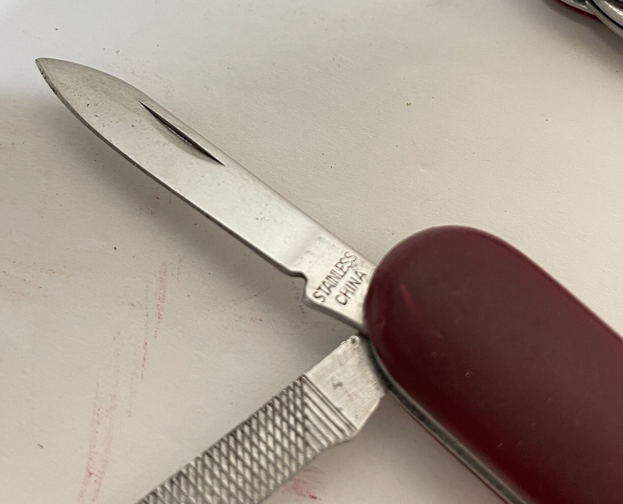 VTG Keychain Pocket Utility Knives Scissors File Knife Lot of 7 White Red 2.25″