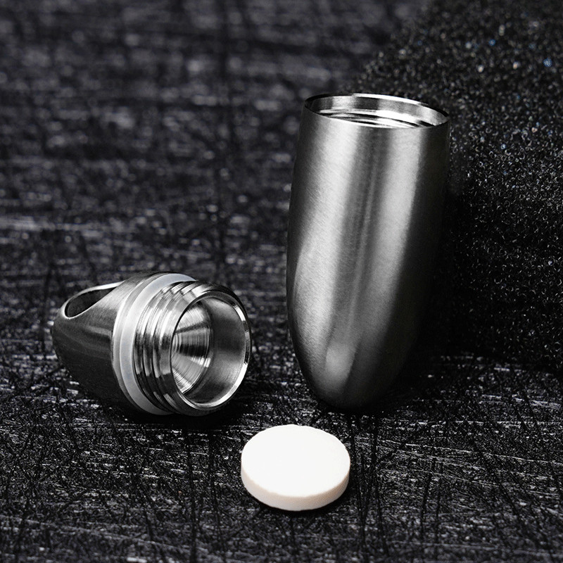 EDC Titanium Alloy Waterproof Pill Storage Box Outdoor Travel Survival Container