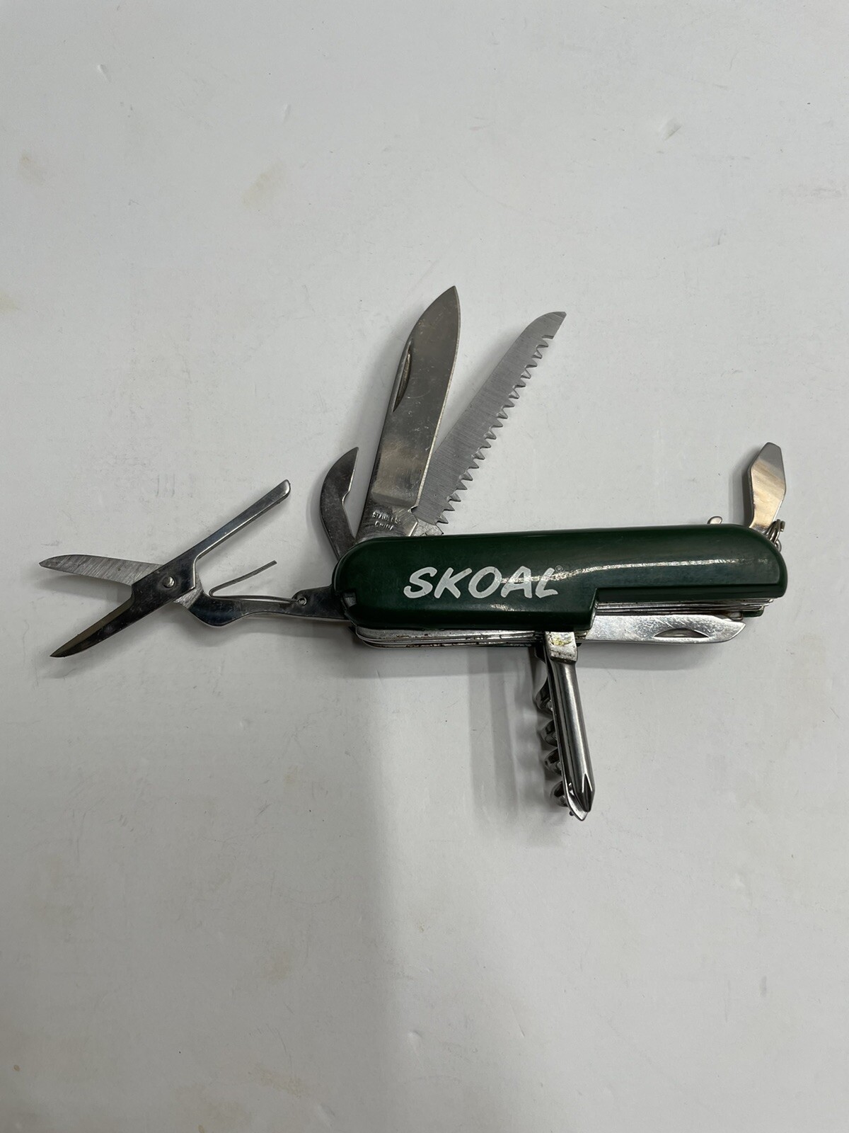 Vintage Skoal Advertising Pocket Knife Multi-Tool Green Swiss Army Style Tobacco