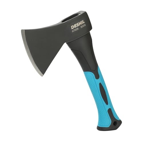 10″ Outdoor Hatchet Carbon Steel Camping Axe Fiberglass Handle Blue Tool