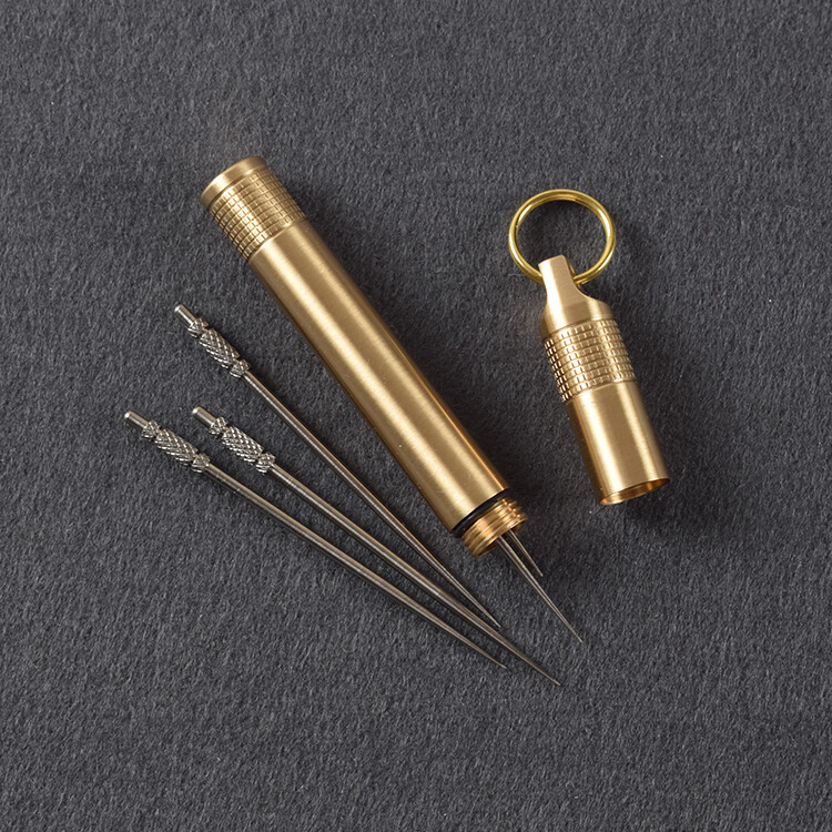 EDC Waterproof Brass Pill Case Holder Container Keychain Portable Outdoor Tool