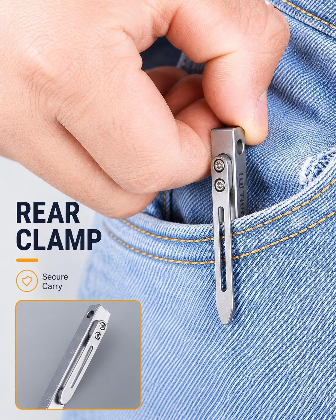 Titanium Pry Bar, 5 Inch Long Pry Bar, EDC Pocket Tool with Clip, Lightweight