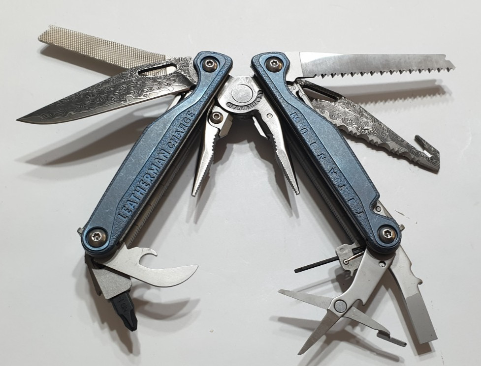 🔥🔥🔥 Leatherman Charge TTI Titanium Damascus Blades NotUsed Very Rare