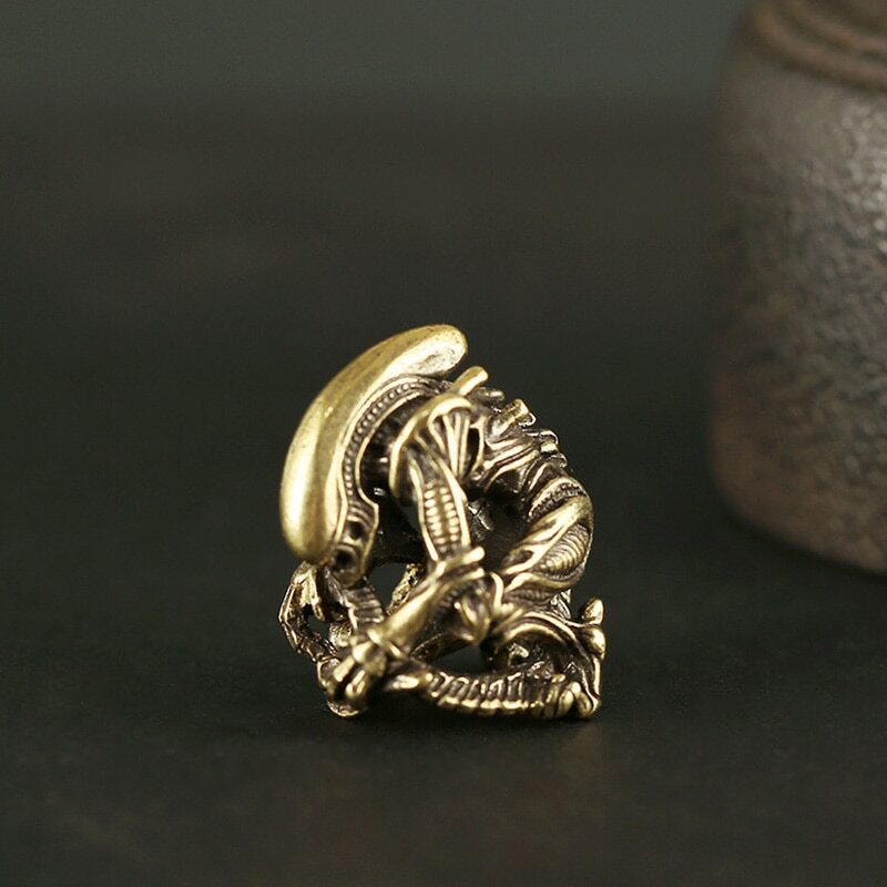 Brass Alien Knife Bead Hand Woven Lanyard DIY Keychain Pendant Accessories EDC