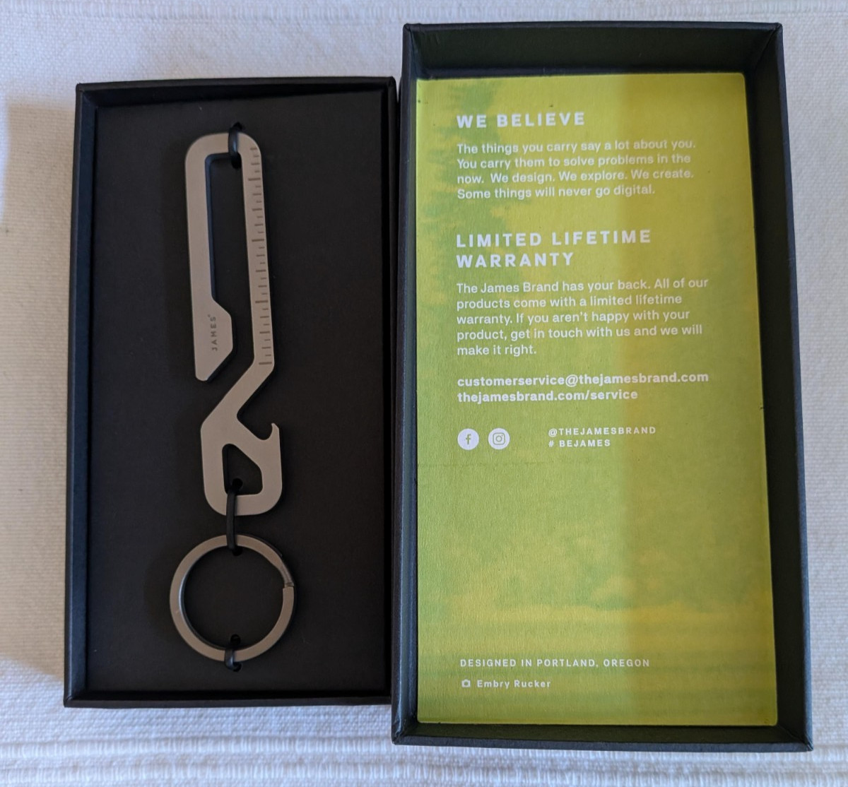 The James Brand – The Rowan Brushed Stainless – Keychain Multitool -NEW