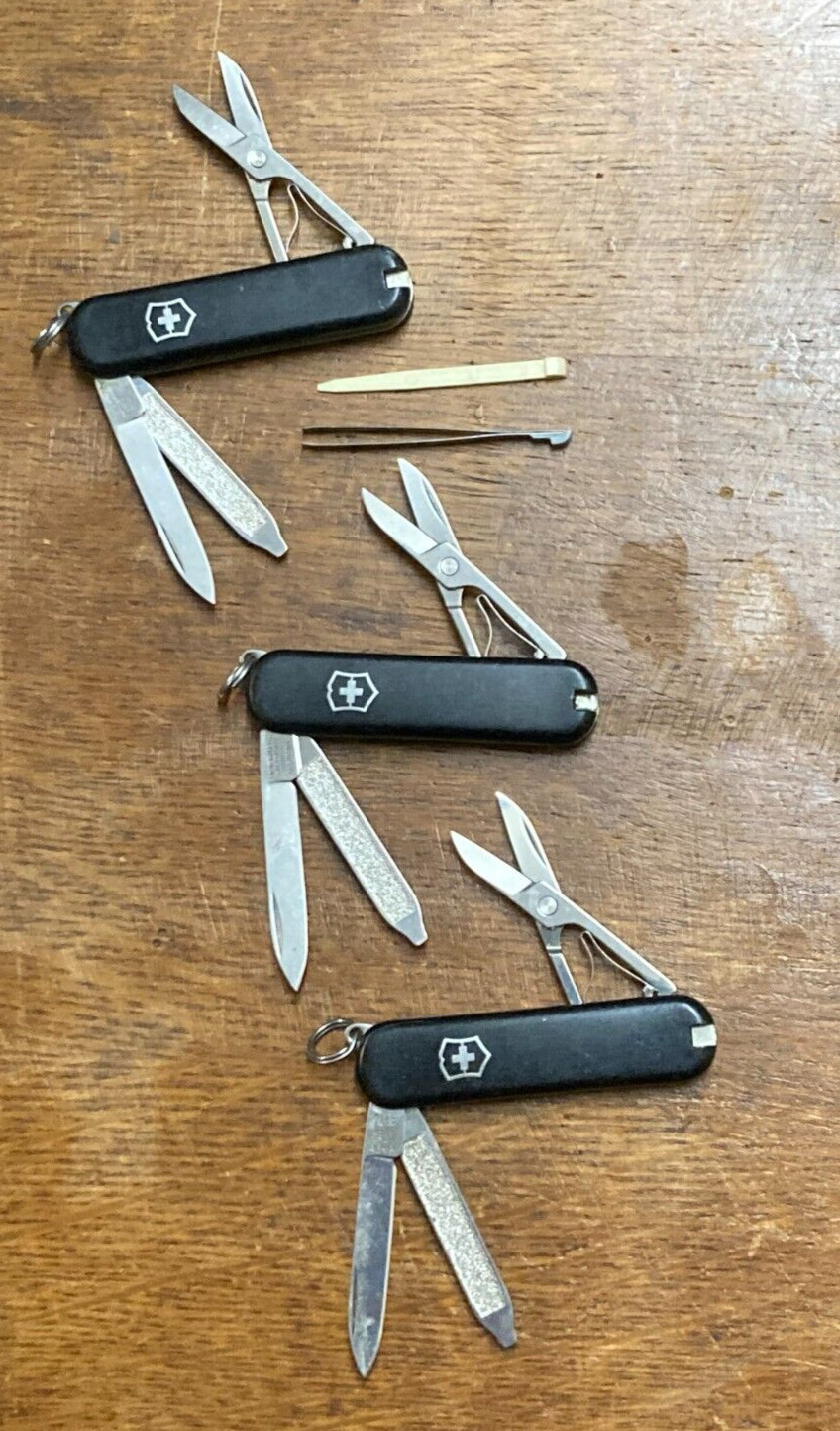 3 Victorinox Switzerland Stainless Rostfrei Black Multi Blade Swiss Army Knife
