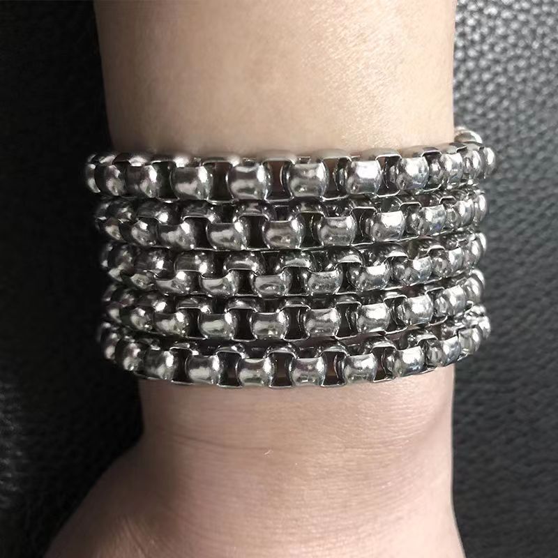 Mens Cuban Link Chain Tactical Bracelet Titanium Steel Defense Survival Necklace