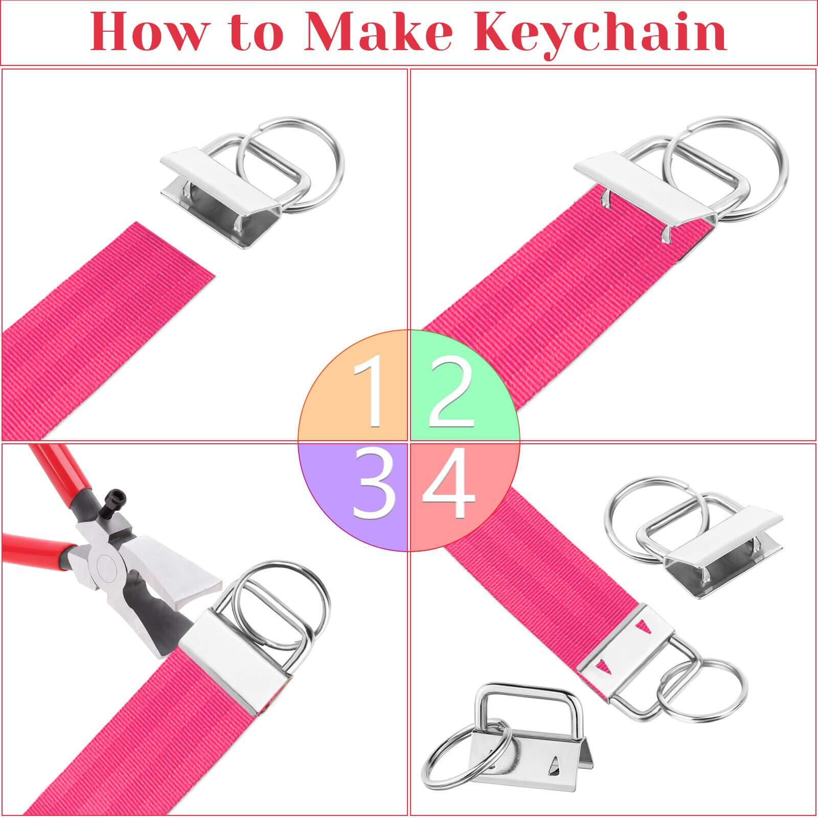 50 Pcs 1 Inch Key Fob Hardware with Key Fob Fliers Keychain Hardware Kit