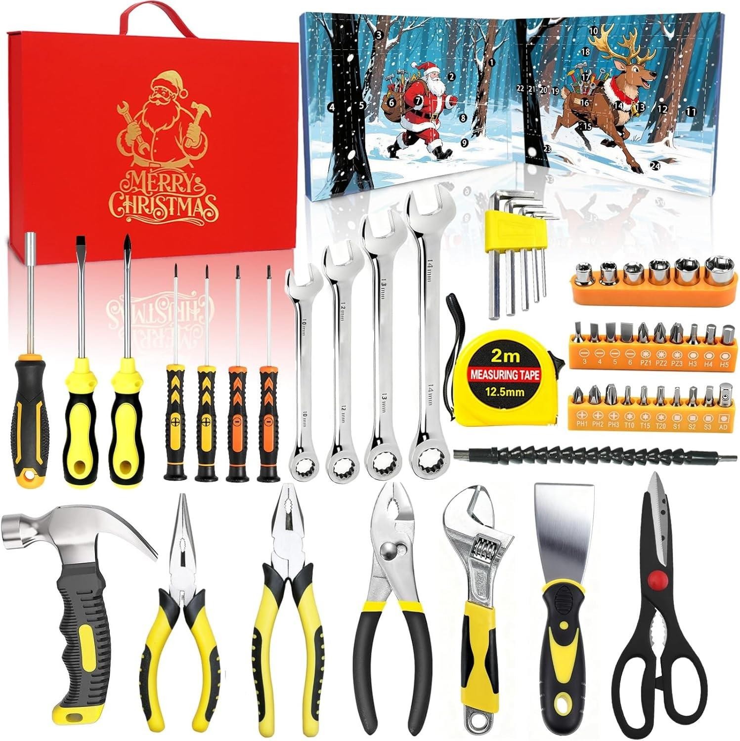 2025 Hand Tool Advent Calendar With Storage Box for Adult Men,24 Days of Househo