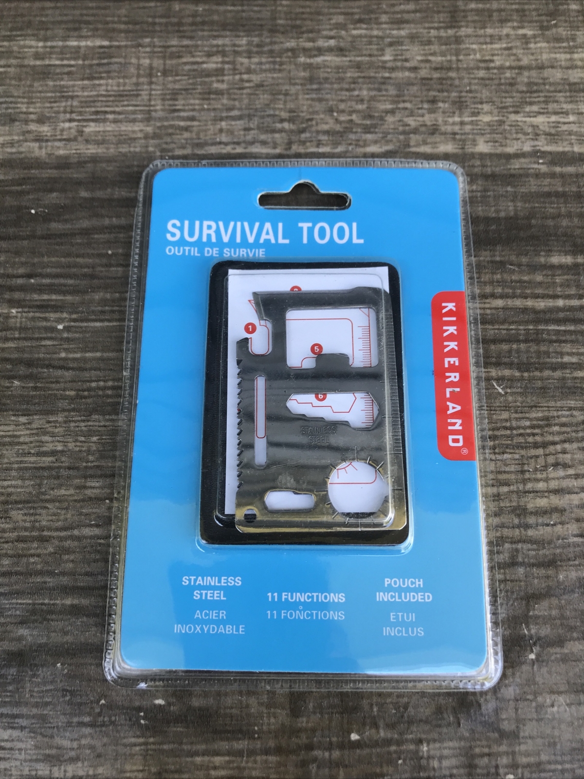 Stainless Steel Survival Tool Card 11 Function with Carry Pouch Stainless Steel