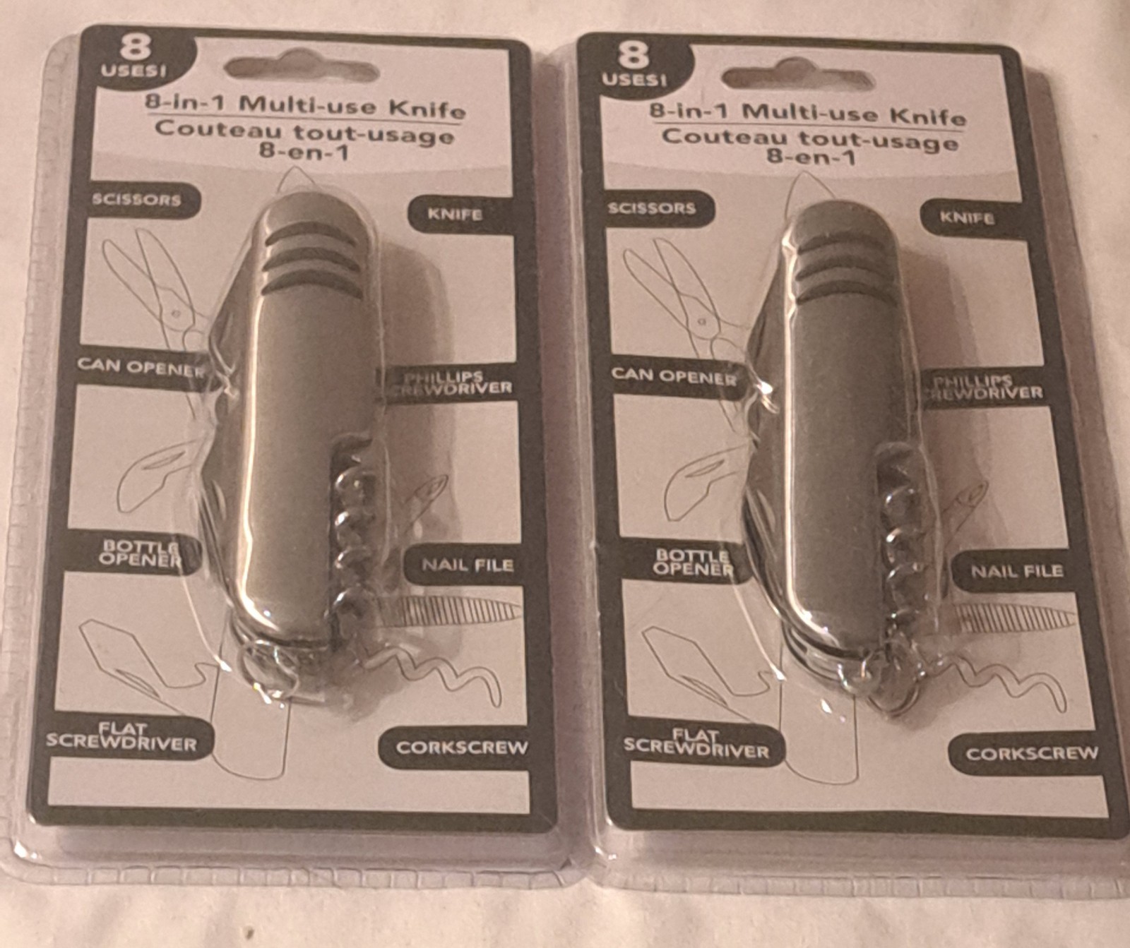 2x 8-in-1 Multi-Use Pocket Knife Tool Set Knife Screwdriver Corkscrew NEW