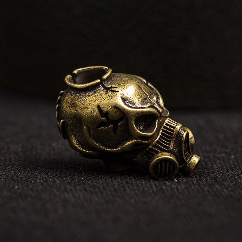 Outdoors DIY Tools EDC Brass Punk Skull Knife Beads Lanyard Pendants KeyChain