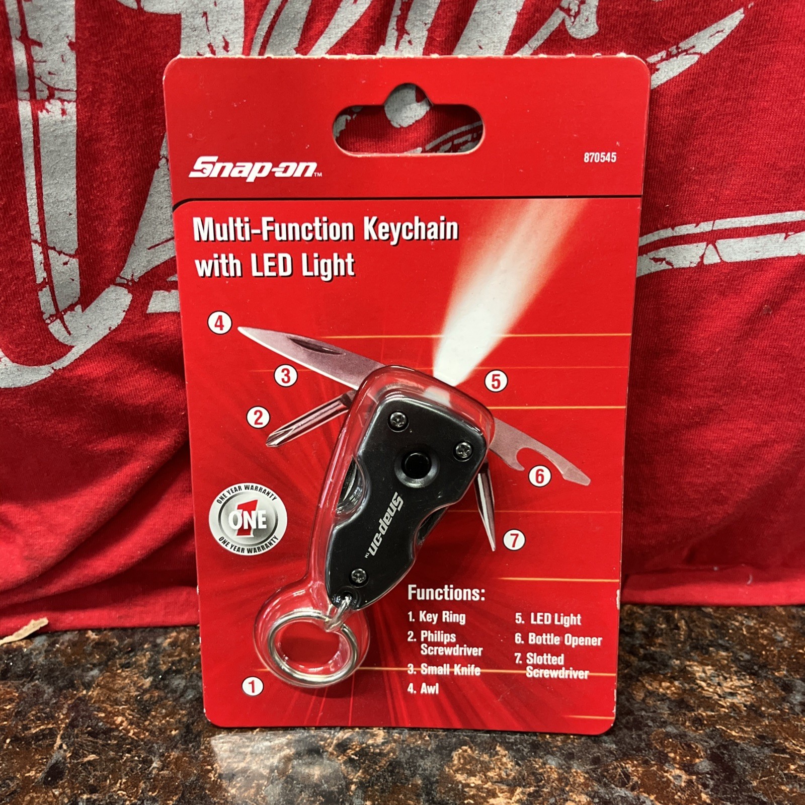 Snap-On GREY Multi-Function Keychain w/Light Knife Screwdriver Opener 870545