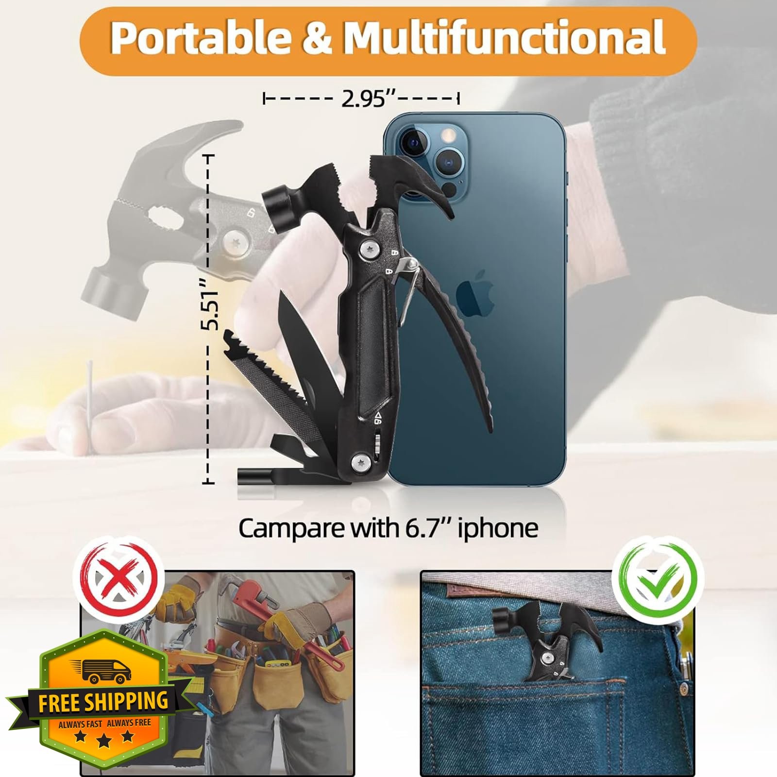 Bamomby Hammer Multitool 15 in 1 Gifts