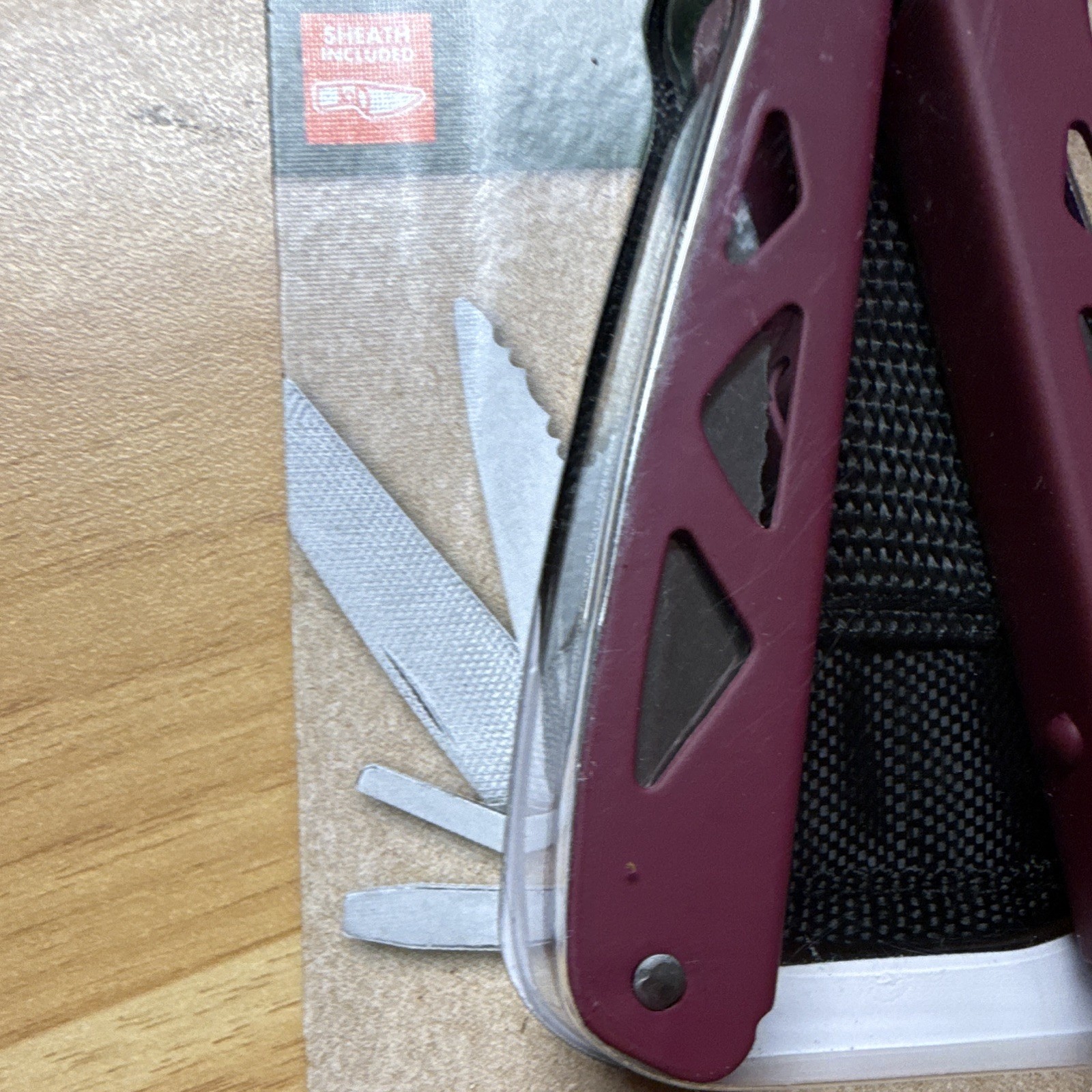 Ozark Trail 12 In 1 Multi-tool Burgundy Stainless Steel W Sheath Pliers Wire Cut