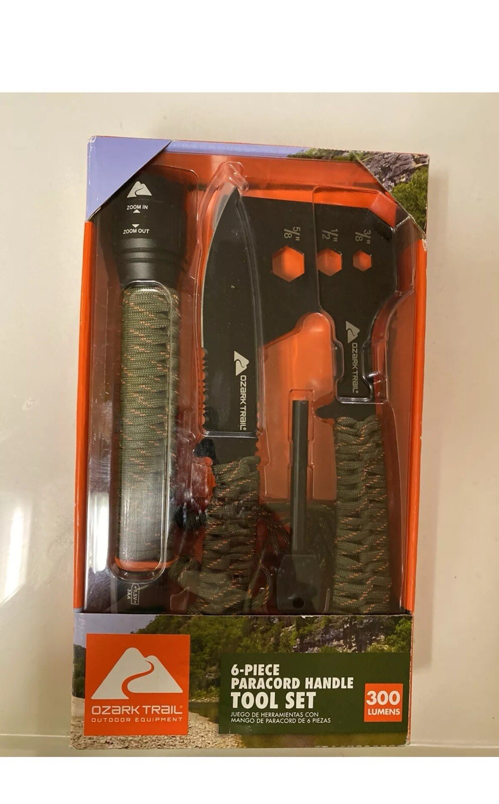 Ozark Trail 6 pc Paracord Handle Outdoor Camping Knife Hatchet Flashlight