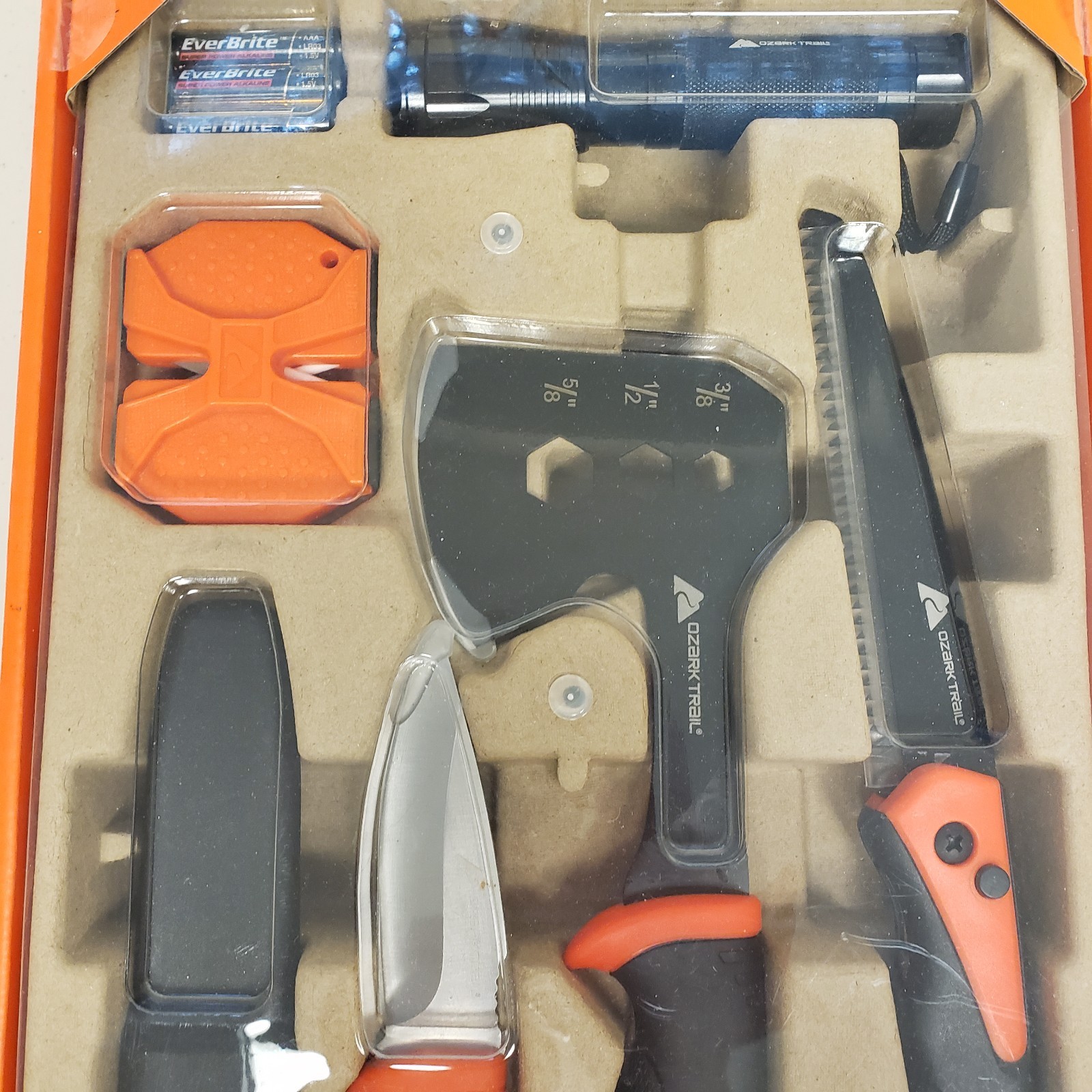 Ozark Trail 7 Piece Camping Tool Set with Hammer Flashlight Batteries Included