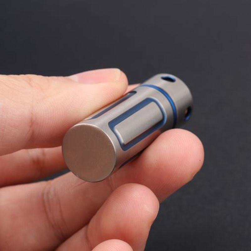 EDC Waterproof Titanium Ti Key chain Storage Pill Case Medicine Bottle Container