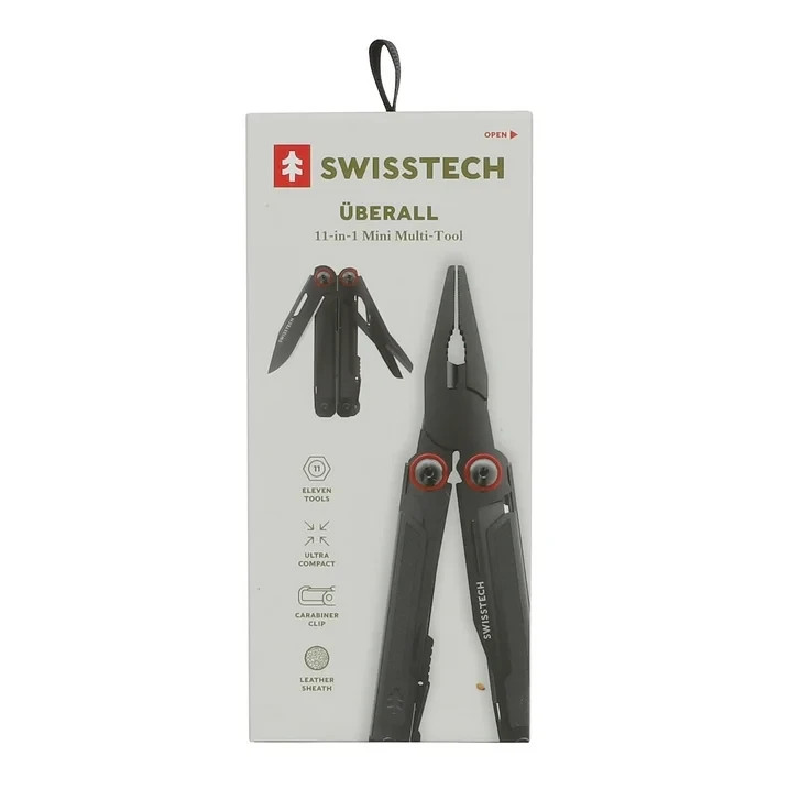 Swiss Tech Uberall 11-in-1 Folding Mini Multi-Tool Ultra Compact with Leather Sh