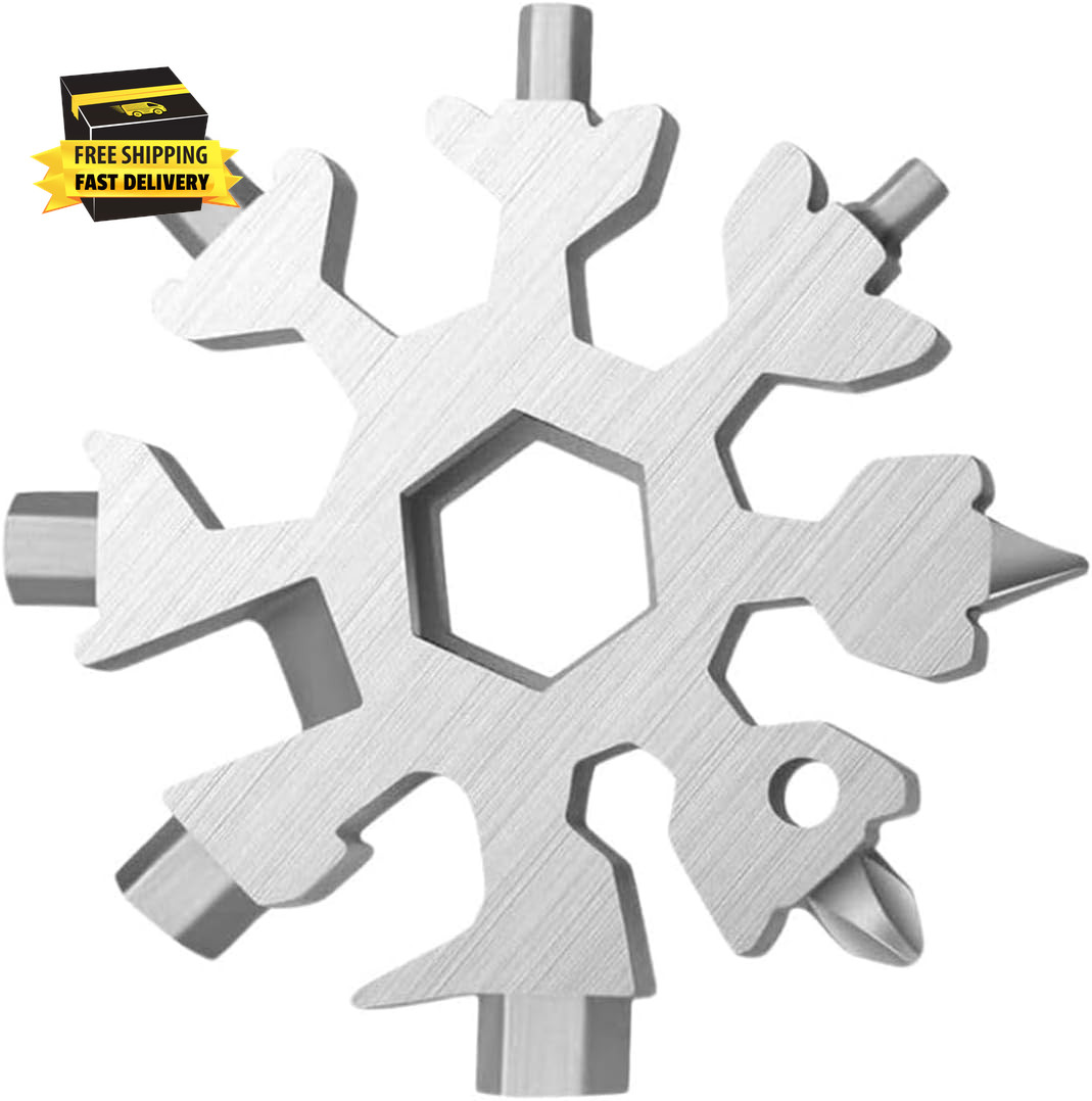 18 in 1 Snowflake Multi Tool for Man,Stainless Steel Snowflake Multitool Stockin