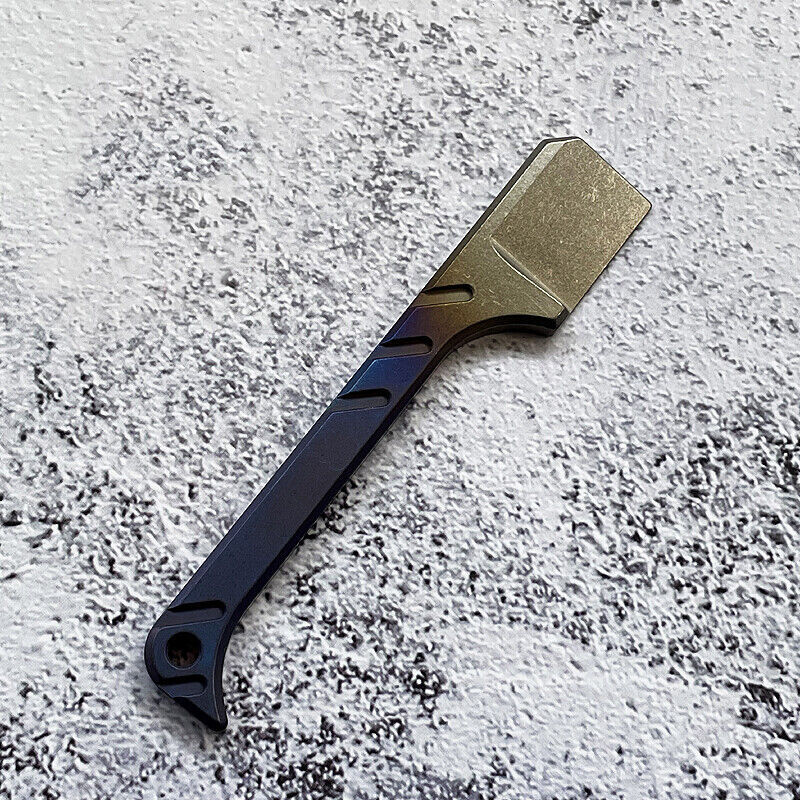 Solid Titanium Pry Bar Crowbar Outdoor Travel EDC Multi Tool Unpack Box Keychain
