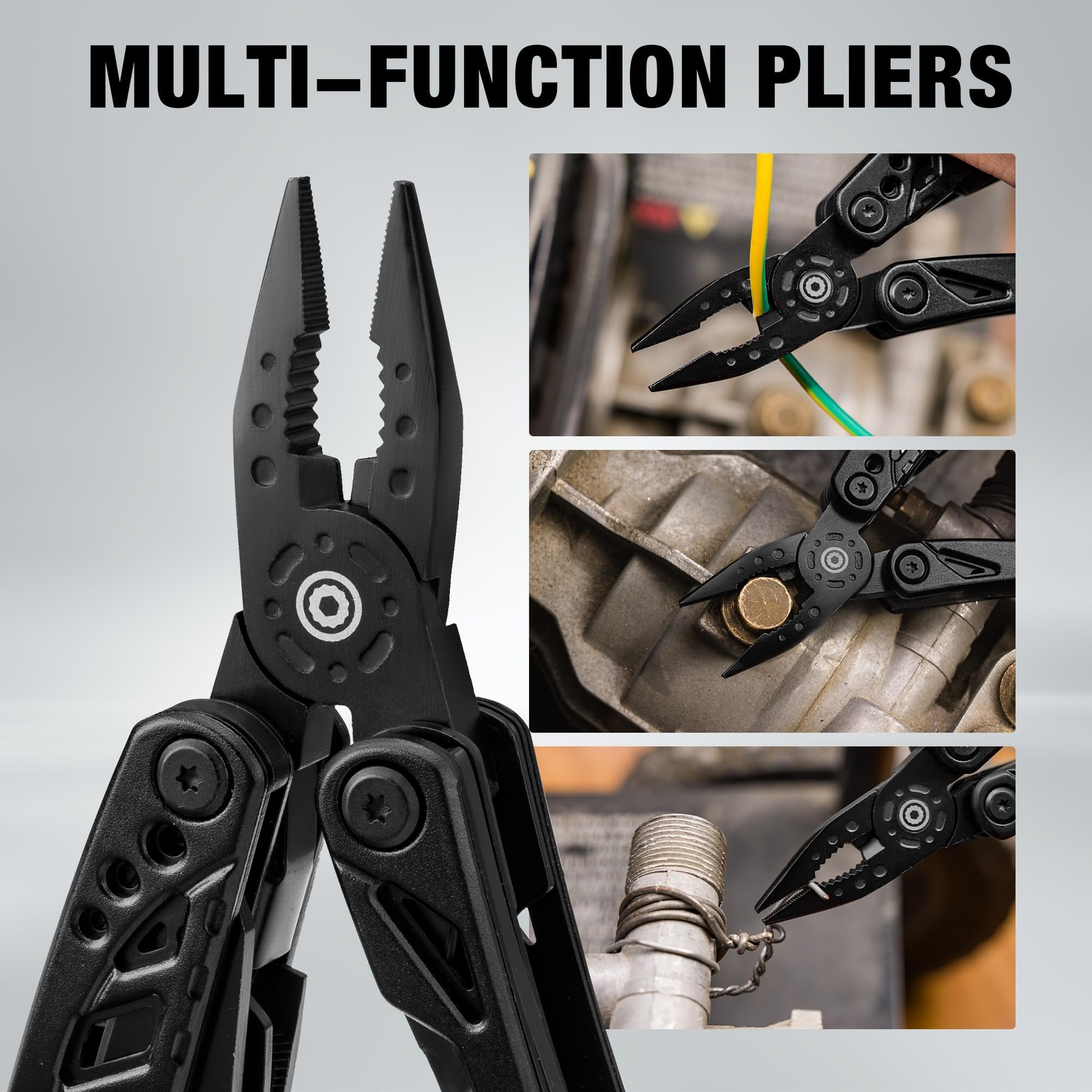 Multitool Knife, 13 in 1 Pocket Multitool, Multi Tool with 3″ Large Blade, Safe