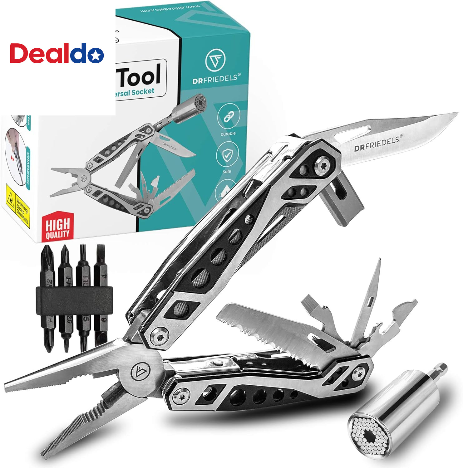 Multi Tool with Universal Socket – 22 in 1 Stainless Steel Multipurpose Tool wit